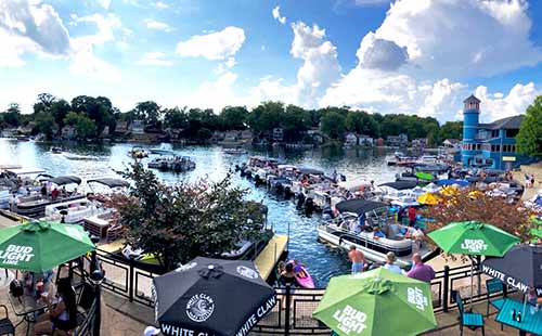 locals sports bar portage lakes patio with a view